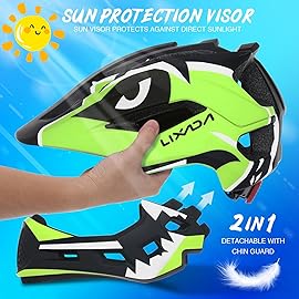 Lixada Kids Bike Helmet Adjustable Detachable Full Face Helmet for Cycling Helmet for Children Bicycle, Skateboard, Scooter, Protective Gear (20.5-22 Inches)