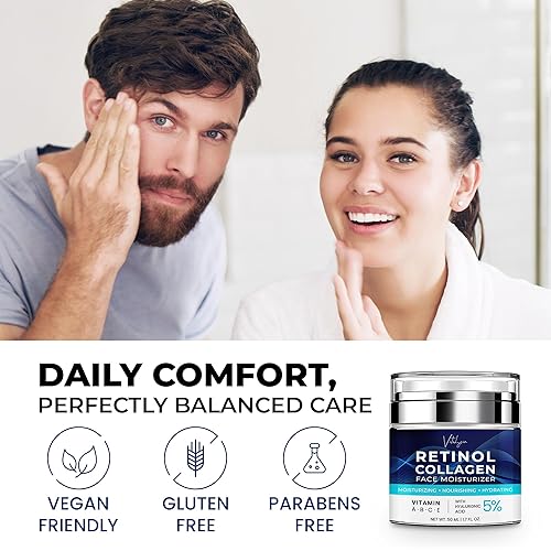 Miniatura 8 de Hidratante facial para el envejecimiento de la piel crema antiarrugas para mujeres mayores y hombres de 50 y 60 años más con retinol, colágeno y