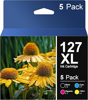 127 Remanufactured Ink Cartridge 5 Pack | Replacement for Epson 127 T127 Works with NX530 NX625 WF-3520 WF-3530 WF-3540 WF-7010 WF-7510 WF-7520 545 645 Printer | 5 Pack