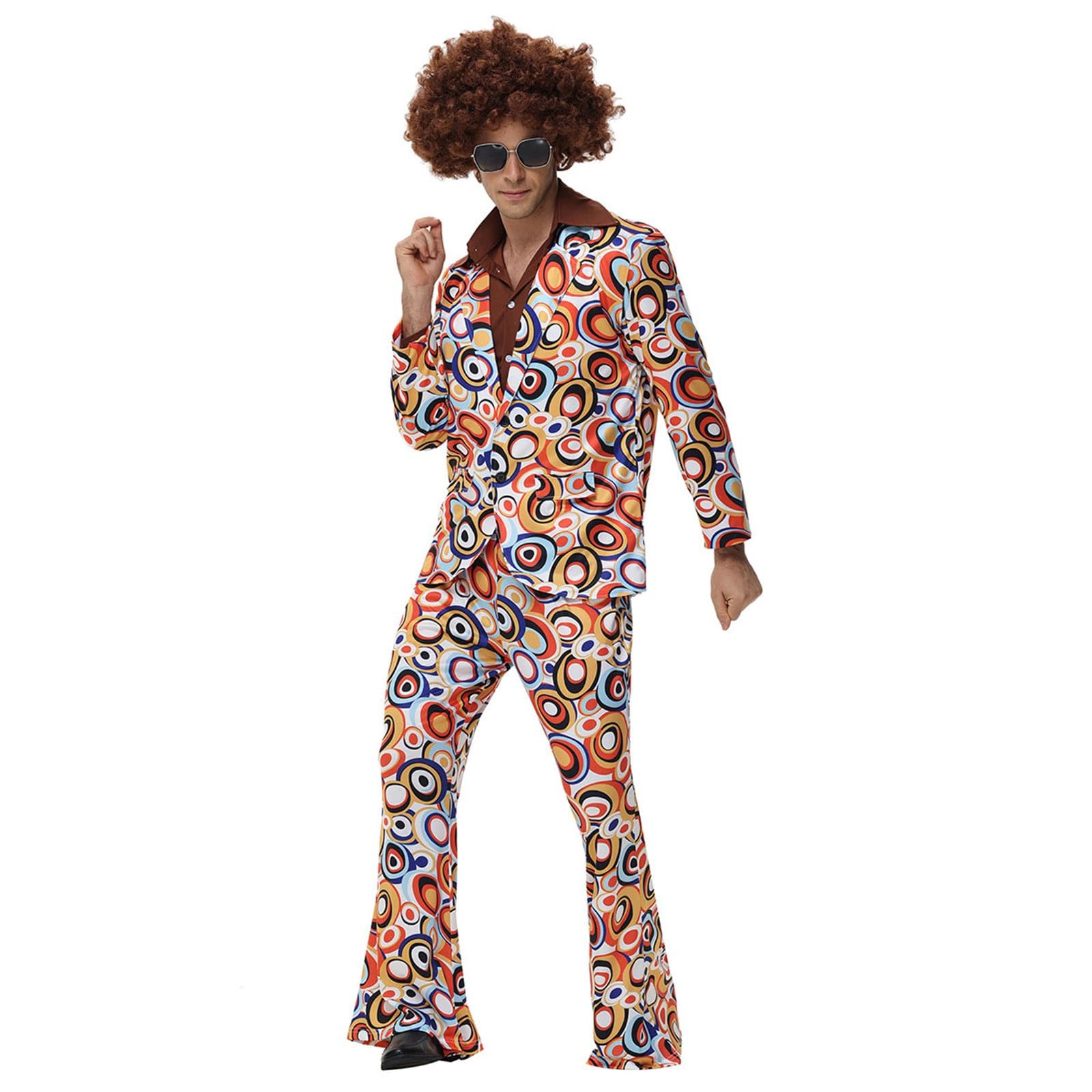 FaschingskostüMe MäNner,Disco-KostüM Retro 70Er Jahre BüHnenoutfit Hip-Hop Tanzparty Jumpsuit FüR Erwachsene Cosplay