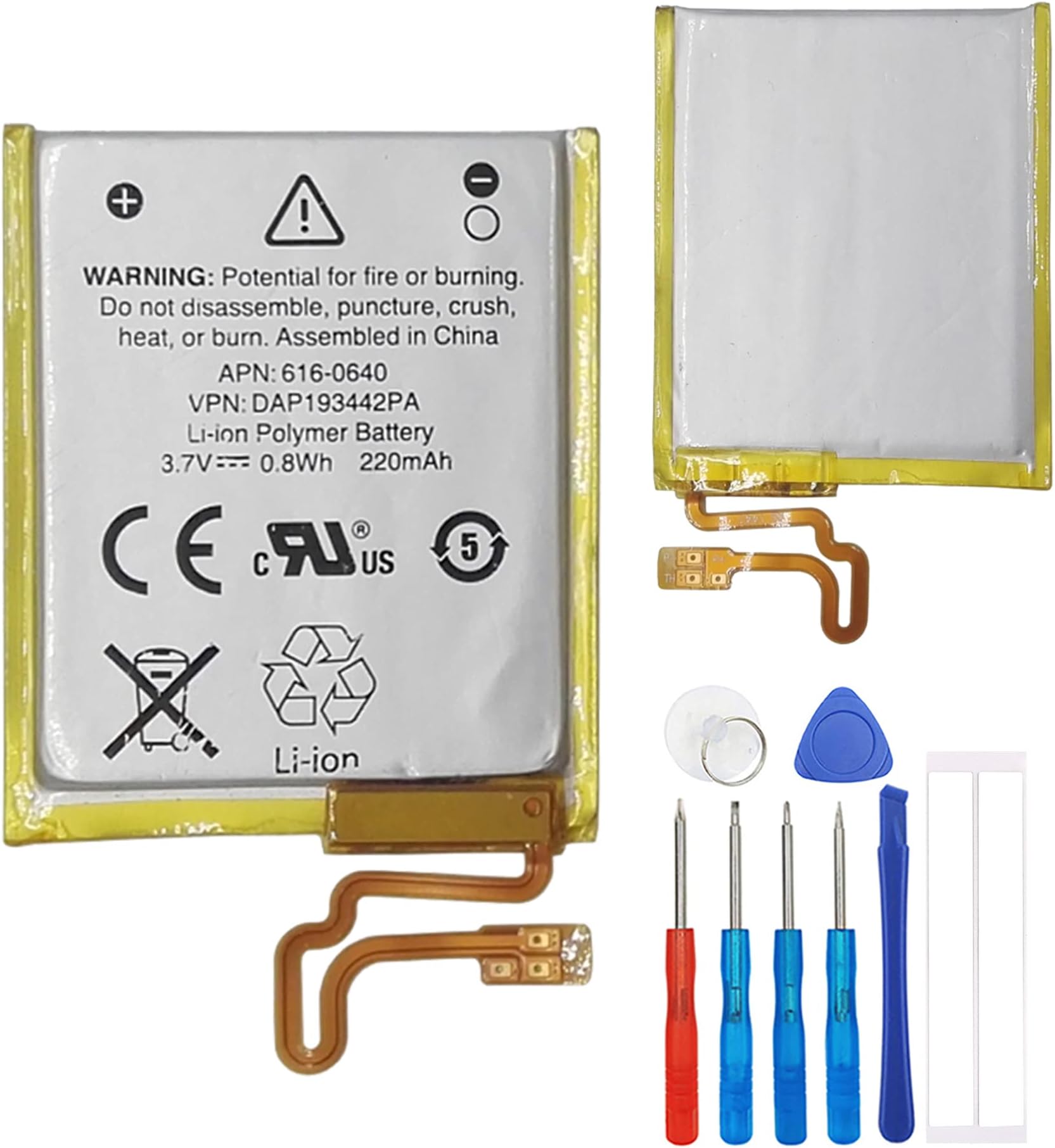 Replacement Battery 616-0639 616-0640 Compatible with iPod Nano 7th Gen 16GB A1446 MD481LL/A with Tools