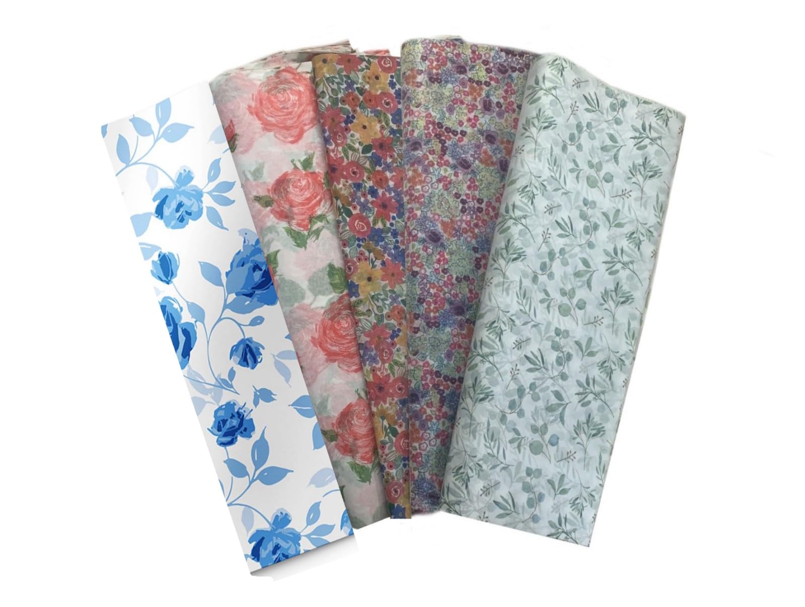 Botanical Floral Rose Garden Daisy Flower Tissue Paper Wrapping Sheets 50x75cm (20 Sheets, Mixture)