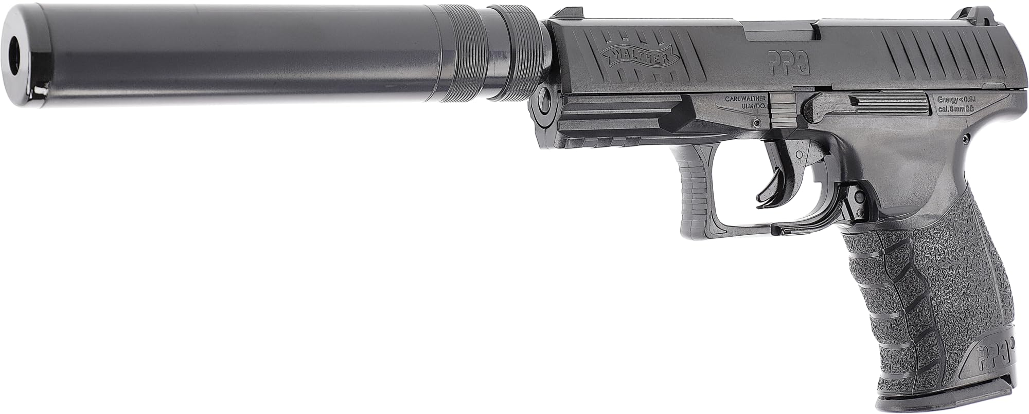 Umarex Walther PPQ Navy BK Spring + Chargeur supp. + Silencieux 0.5J Adulte Unisexe, Noir, Taille unique