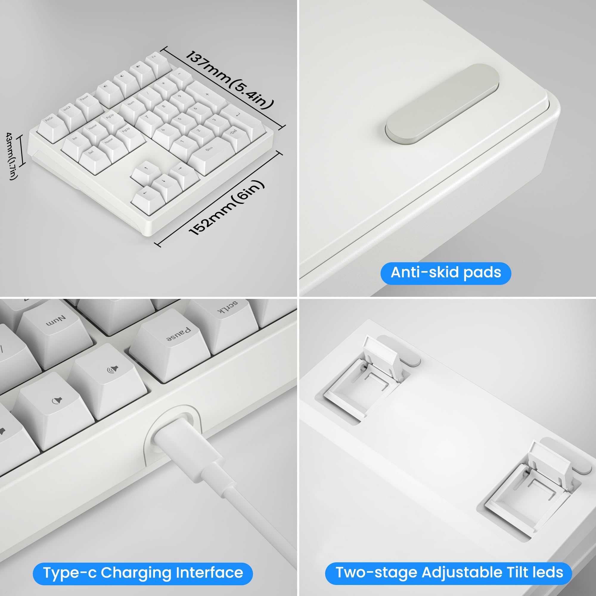 Gurjot Tastiera numerica meccanica, tastierino numerico a 34 tasti cablato USB, tastiera meccanica retroilluminata RGB anti-ghosting per laptop desktop, inserimento dati contabili Excel