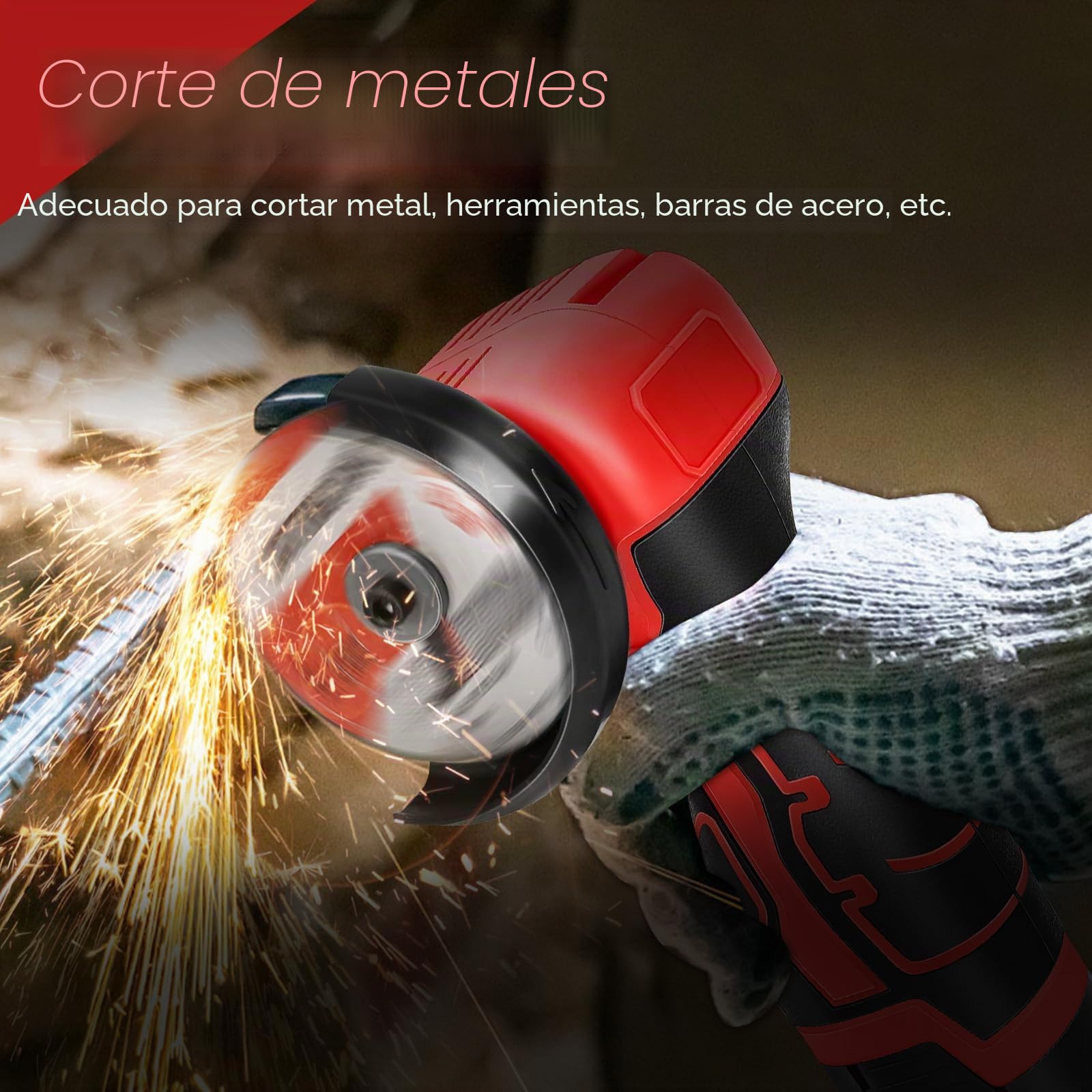 Amoladora Angular sin Cable 16.8V sin Escobillas, Ø76mm, incl. Batería 2.0Ah & Cargador Rápido, 28000RPM Amoladora Angular Profesional con Tapa de Cierre Rápido, 4 Discos para Cortar, Desbastar