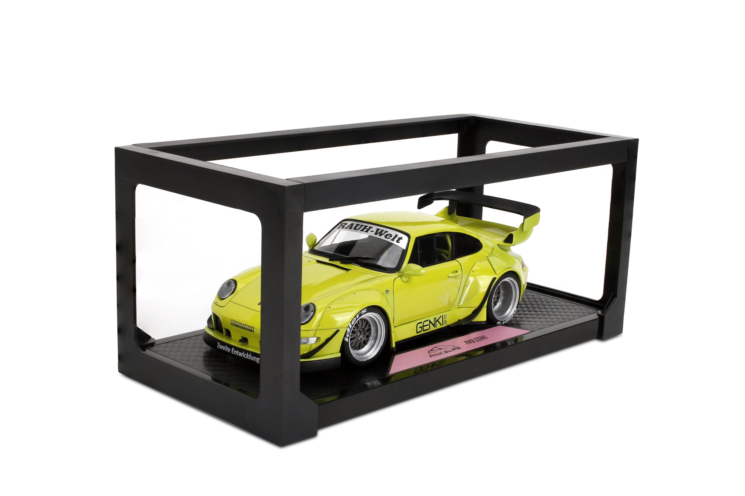 Modellino auto pressofuso in scala 1:18 compatibile con Porsche RWB Genki Yellow Jada Pink Slips 36472