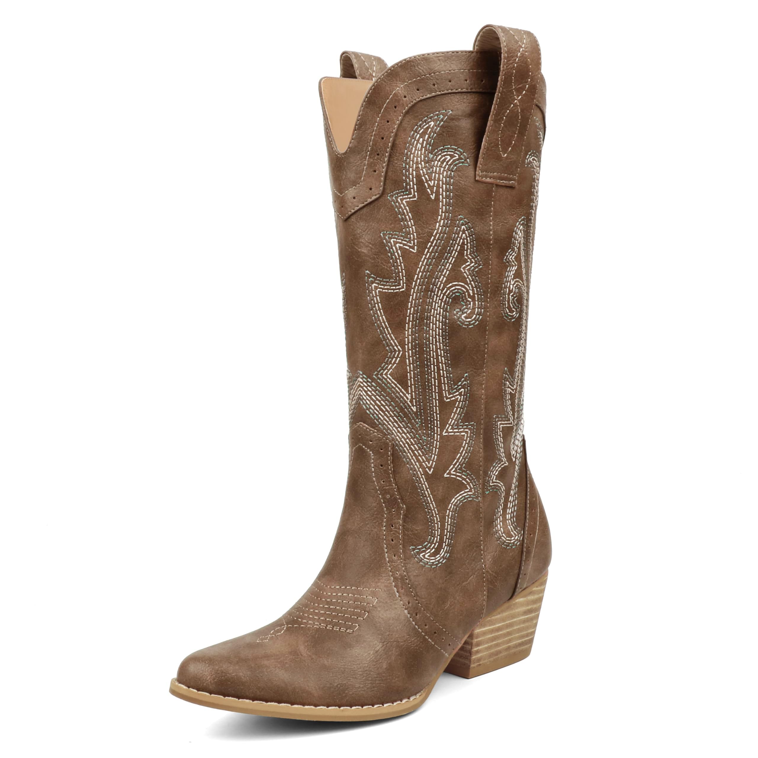 MERUMOTE Cowboy Boots for Women Pointed Toe Embroidered Western Cowgirl Boots
