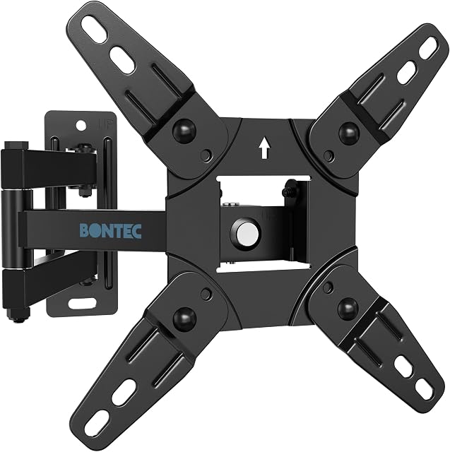 BONTEC TV Mont mural pour 13-42 pouces LED LCD OLED Ecrans plats et courbes, support articulé pivotant et en tilt, 15.7 Inch Long Extension, VESA 200x200, Monts d'angle et d'écran