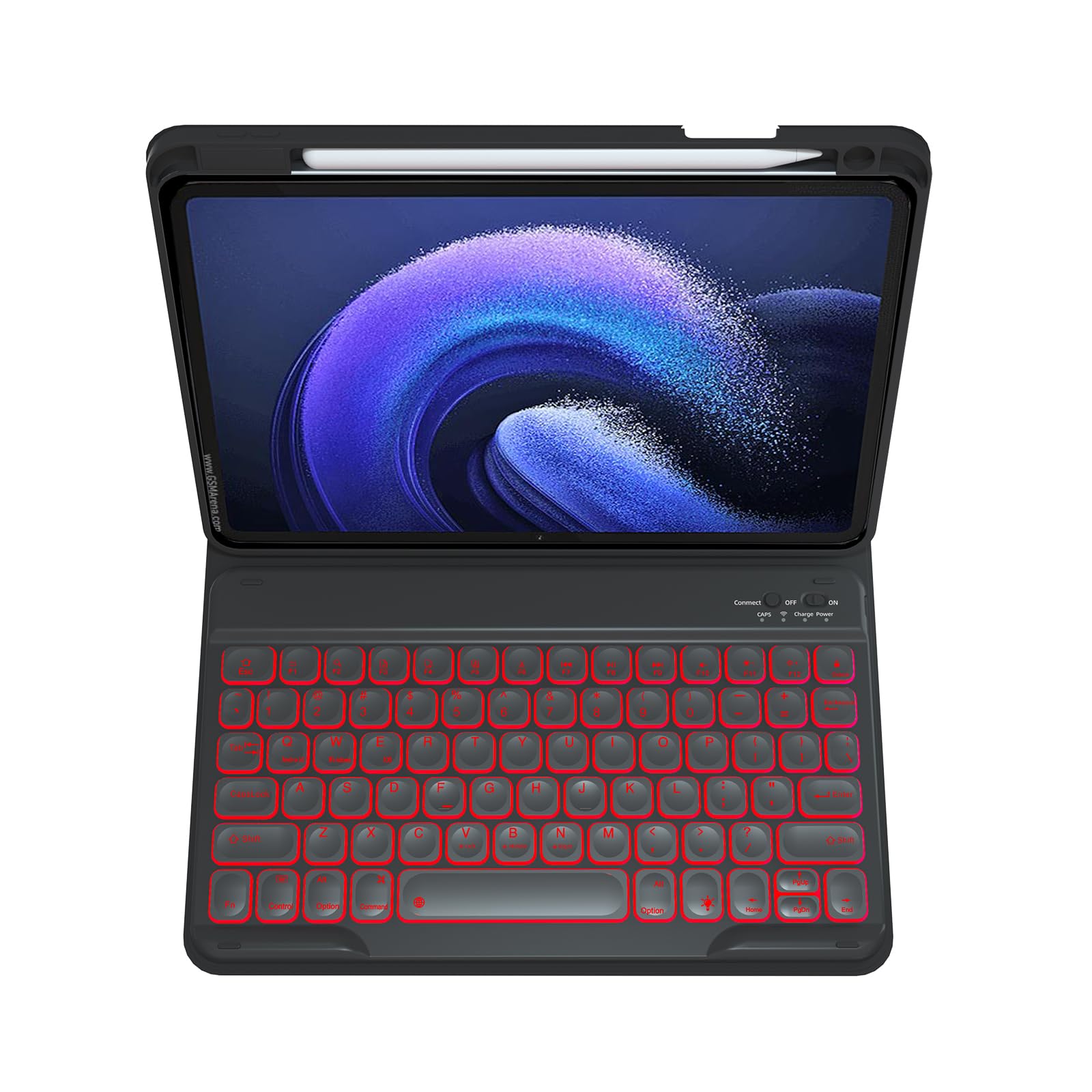 Black,GUPENAA Etui z klawiaturą do Xiaomi Mi Pad 5/5 Pro 11", 7-kolorowe Podświetlenie, Wbudowany Uchwyt na Ołówek, Magnetyczna Odłączana Bezprzewodowa Klawiatura Bluetooth z Myszką