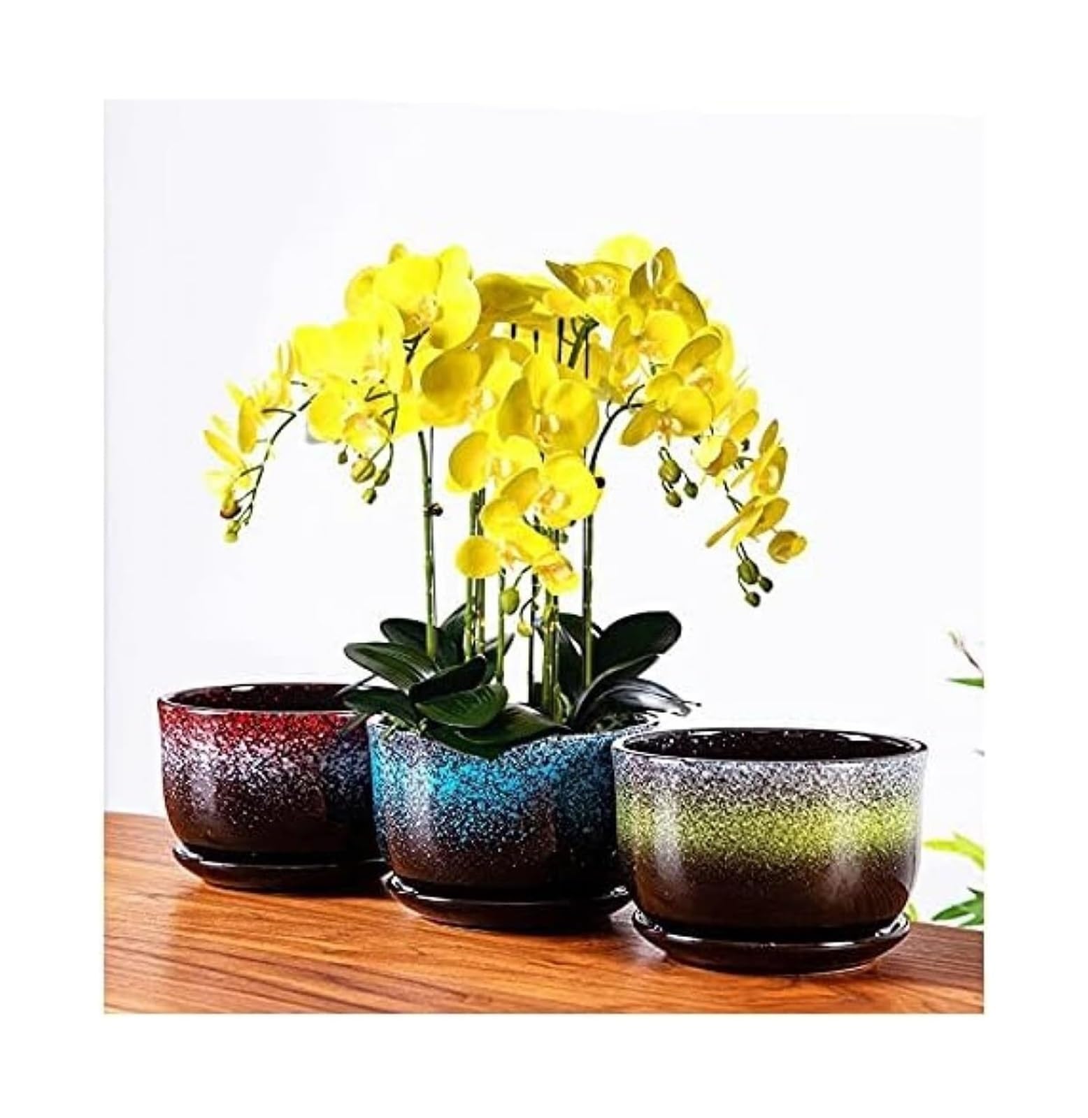 Doniczki do domu, doniczki, ceramiczne, duże, z podstawką, pojemnik na rośliny ogrodowe, gardenix (C, duża)