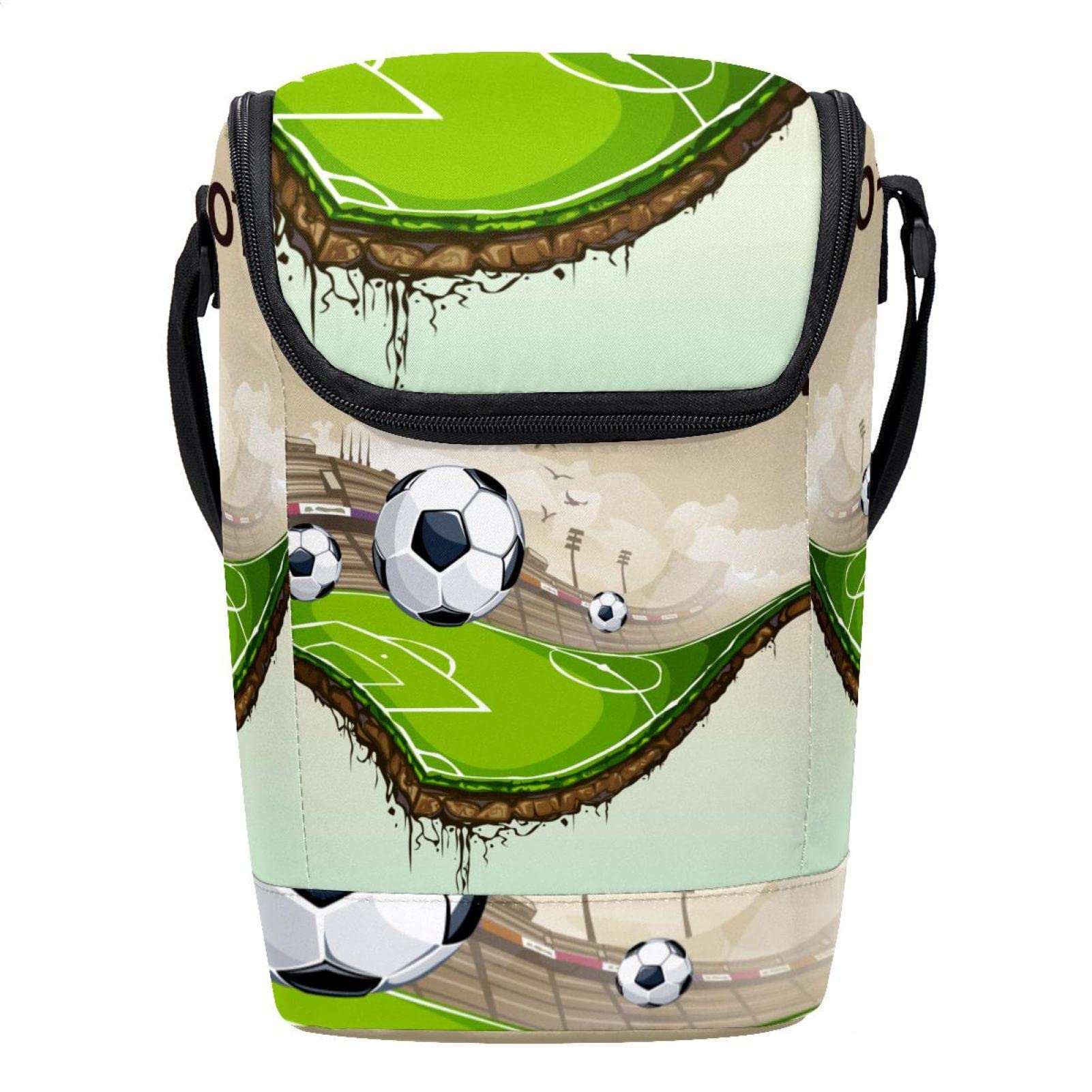 Bolsa de almuerzo de fútbol con cremallera portaalimentos portátil unisex