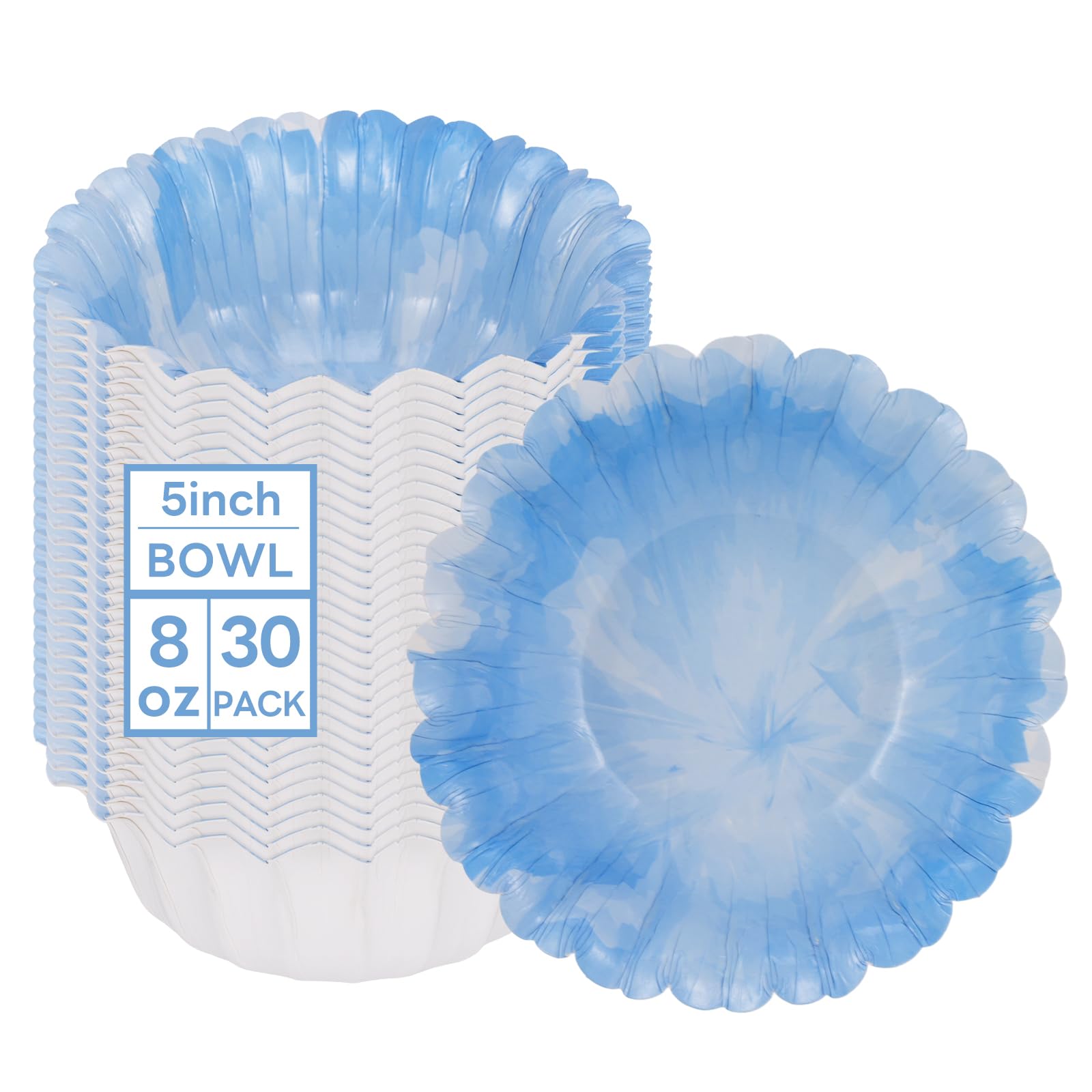 Cherrypick 30 Pack Paper Bowls, 8oz/240ml Small Disposable Bowls, Sturdy Leakproof Soup Bowls for Salad, Soup, Parties, Picnics, BBQ, Hot & Cold Food