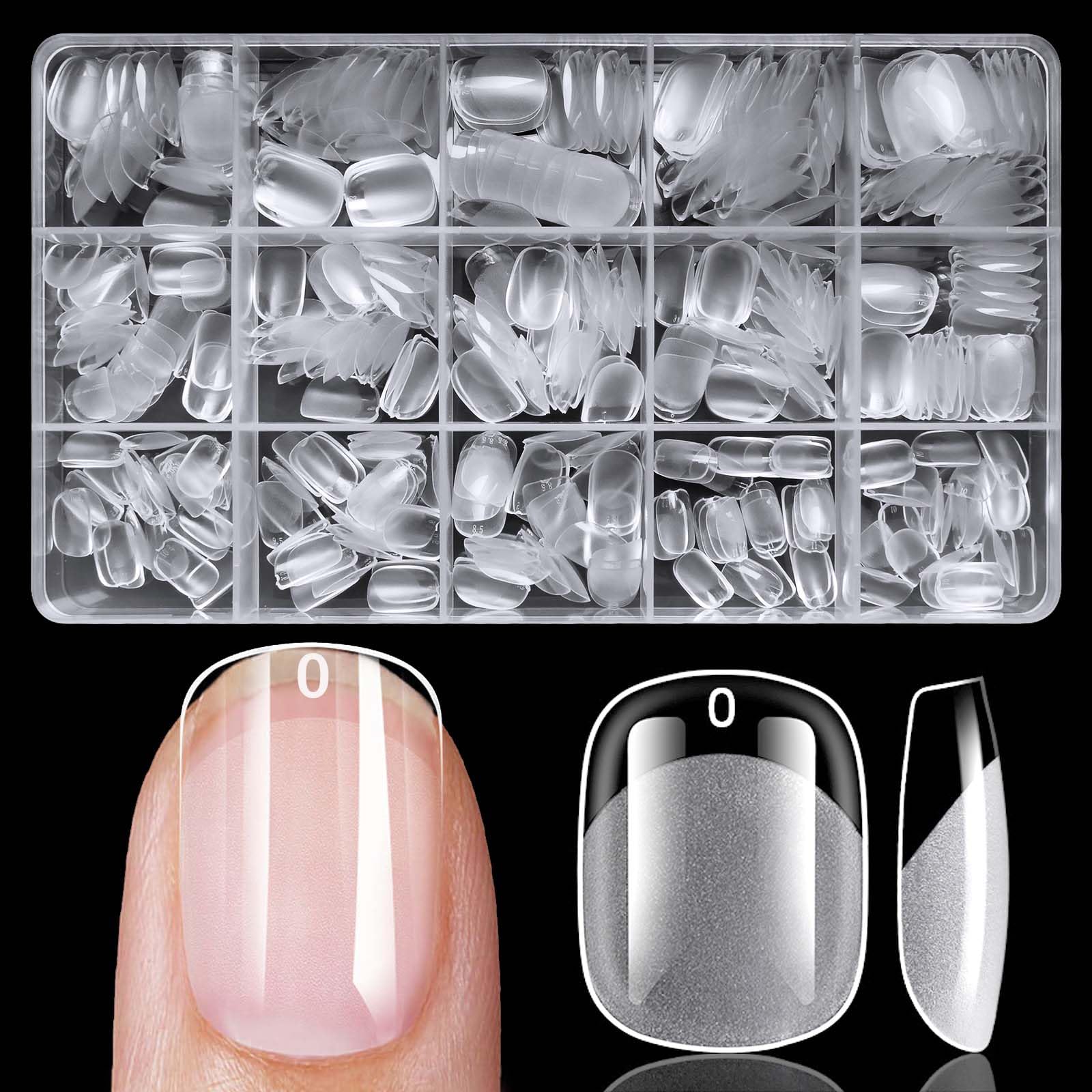 420pc Extra Short Round Square Fake Nails Soft Gel Nail Tips, XS Squoval Clear Press on Nails Short Round Square Nail Tips Full Cover False Artificial