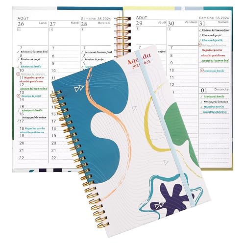 Agenda 2024 2025 Semainier - Organiseur Agenda Scolaire Journalier - Septembre 2024 - Août 2025 -Coloré Agendas Civils et Carnets de Rdv Professionnel Français 2024 2025 A5 (22 * 16 cm)
