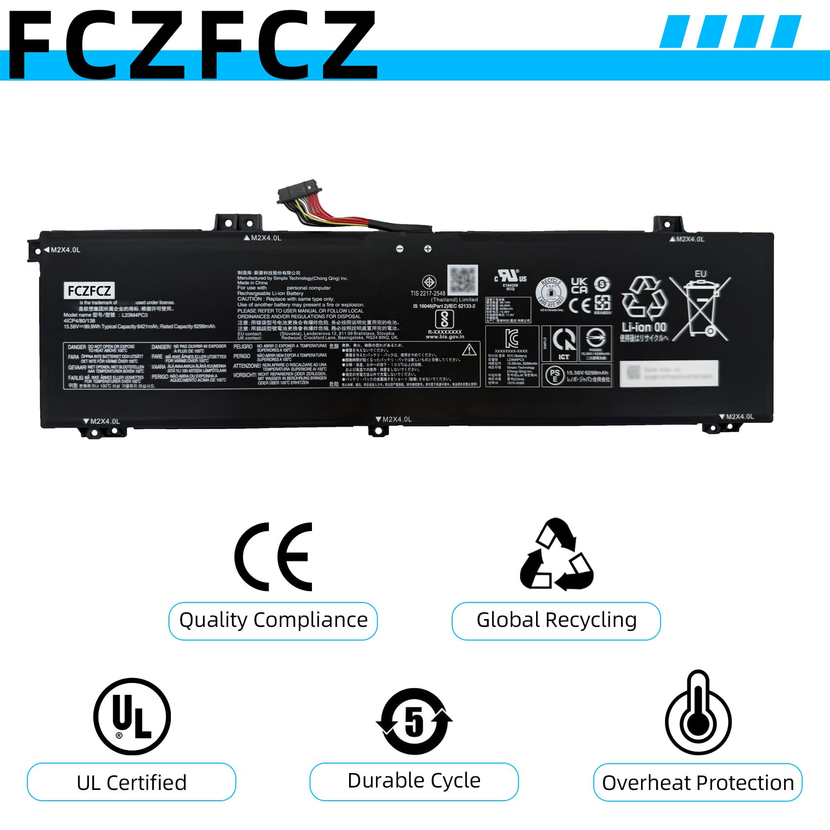 Amazon.com: FCZFCZ L23M4PC3 Laptop Battery 99.9Wh 6421mAh