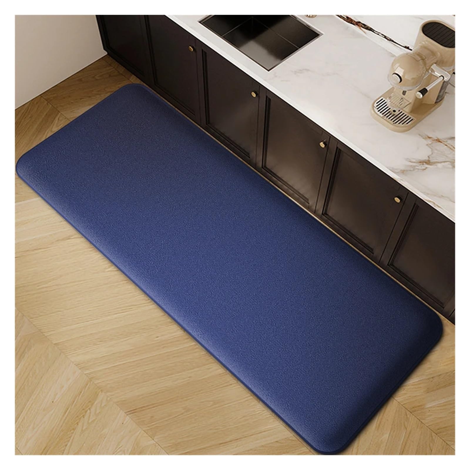 Tapis de sol cuisine anti saleté bleu Shaggy épais pour carrelage humide