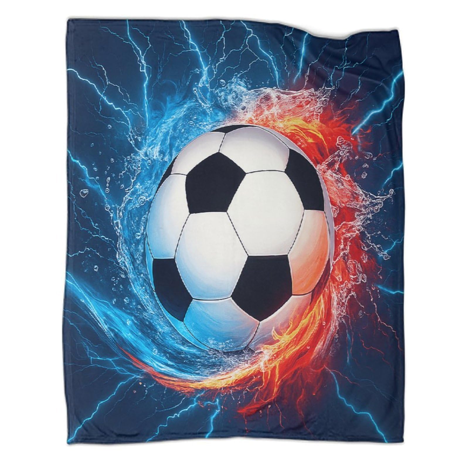 stampa 3D SoccerBall coperta da viaggio microfibra biancheria da letto anti-pilling coperta da viaggio compatta per giovani in vacanza DynamicSportArt 70×80inch(180x200cm)