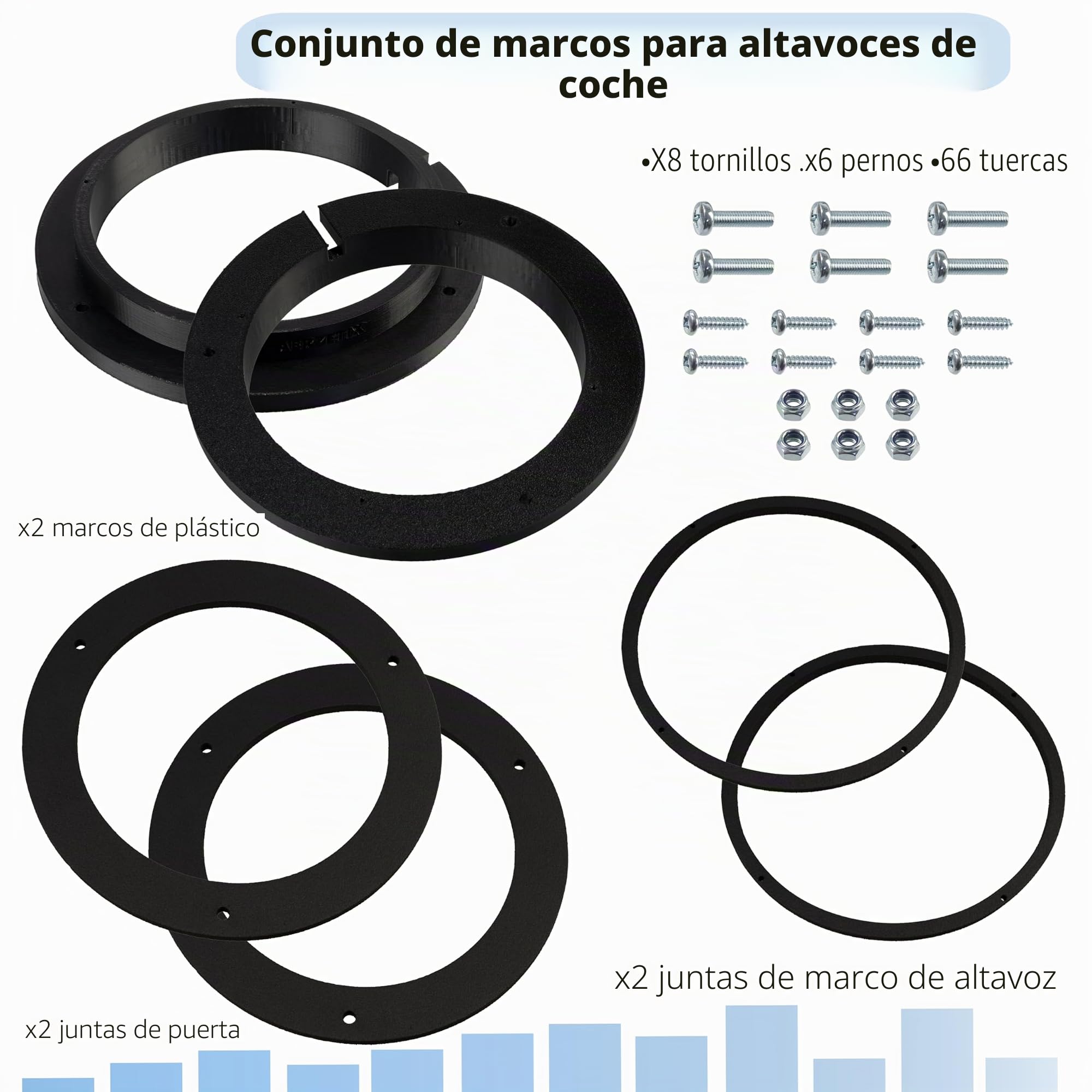 AERZETIX Kit de 2 adaptadores para Altavoces Ø165 mm Compatible con Ford Mondeo Mk4 (BA7) / Mercedes A-Class W169 / B-Class T245