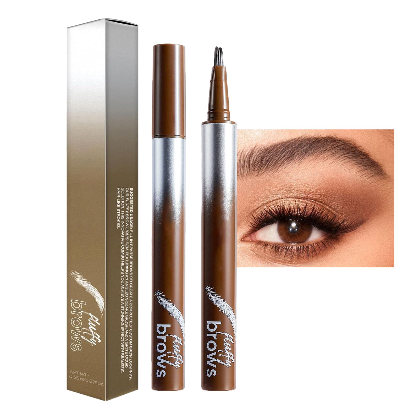 Brow Fection Angled Brush Eyebrow Pencil, Liquid Eyebrow Pen, Waterproof Long Lasting Hair-Like Strokes Microblading Brow Pen