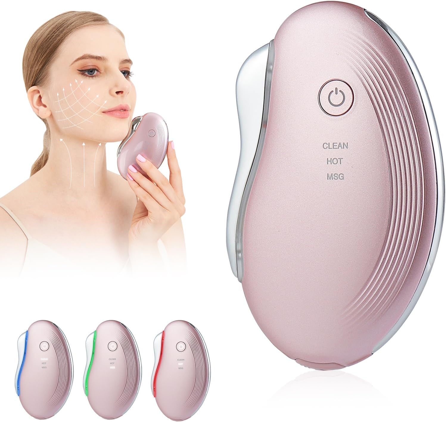 IeBilif Heat Electric Gua Sha Tool, Face Massager 4-in-1 Multiple Function Gua Sha Electric Massager for The Face and Neck