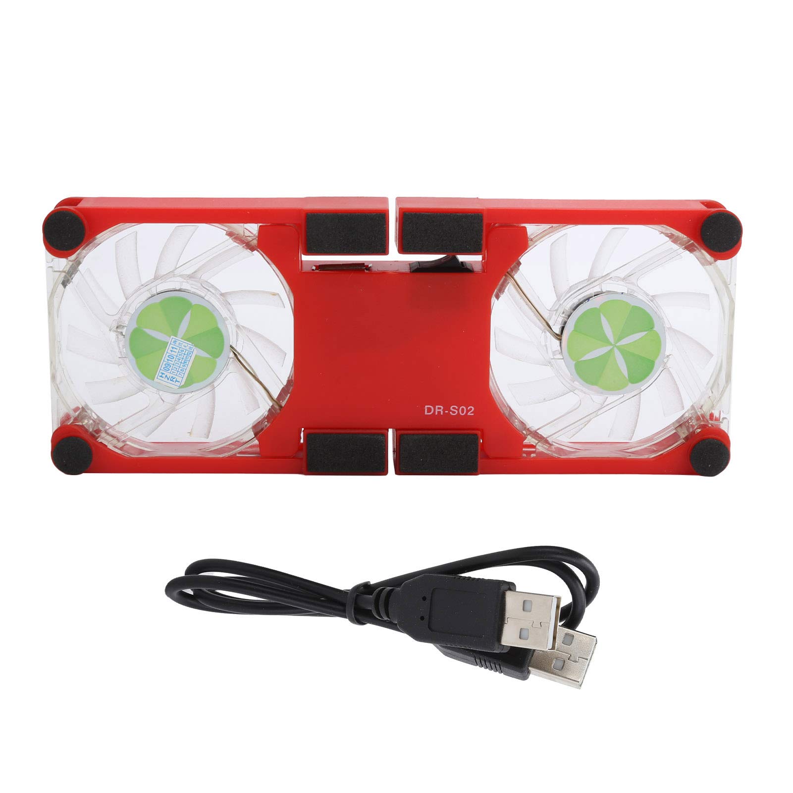 Almohadilla de enfriamiento portátil para laptop, con soporte antideslizante, ventilador emisor de luz, soporte plegable USB para computadora portátil (rojo) 6