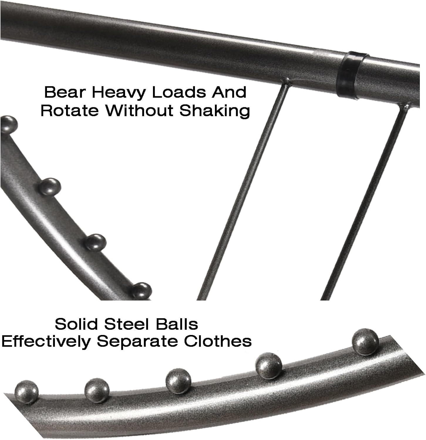 360&deg;回転スパイラル回転衣類ラック、頑丈な金属製衣類ディスプレイラック、高さ調節可能1620-2085mm、66ポンド容量省スペー