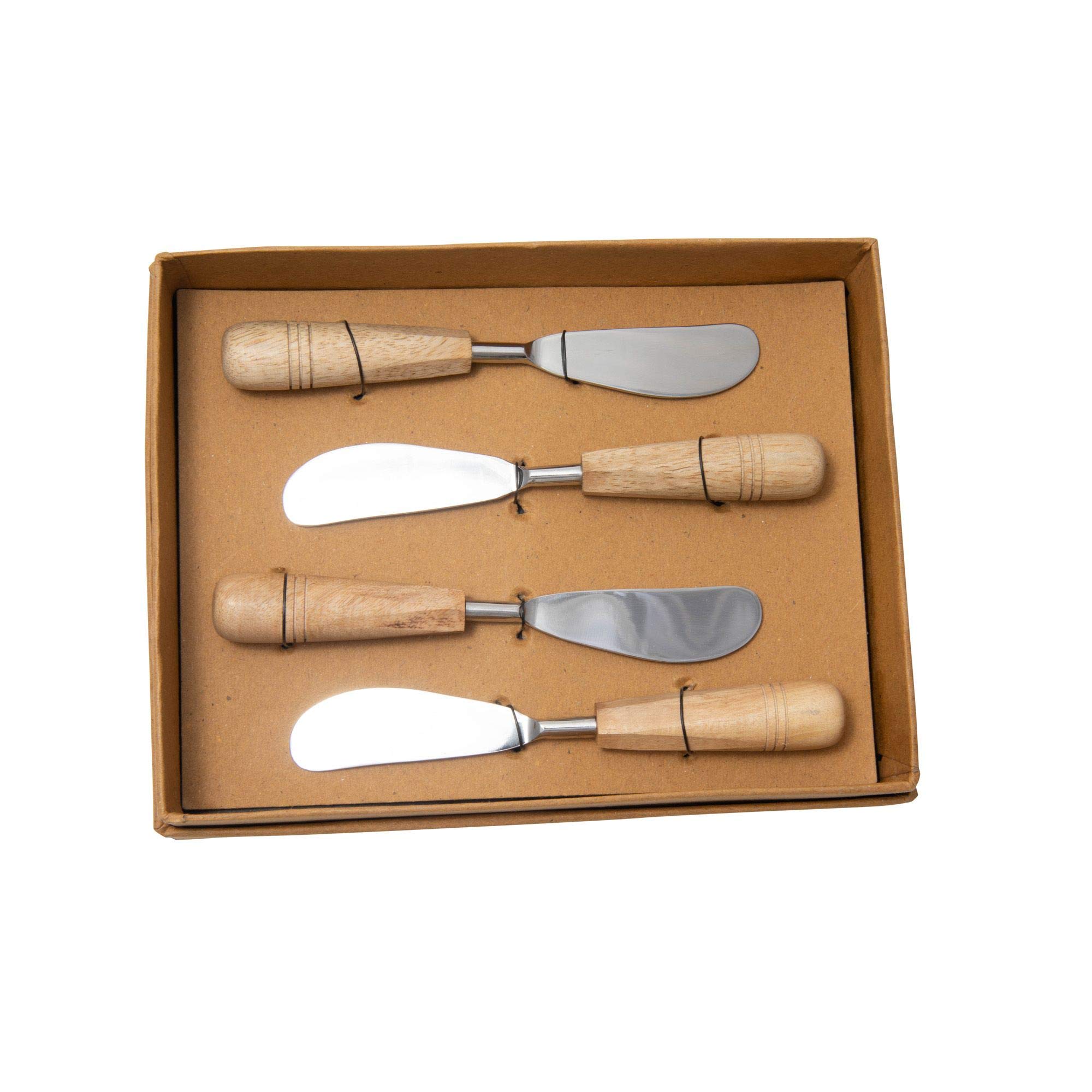 Set of 4 Brown Mango Wood Food Items Spreaders 6.75''