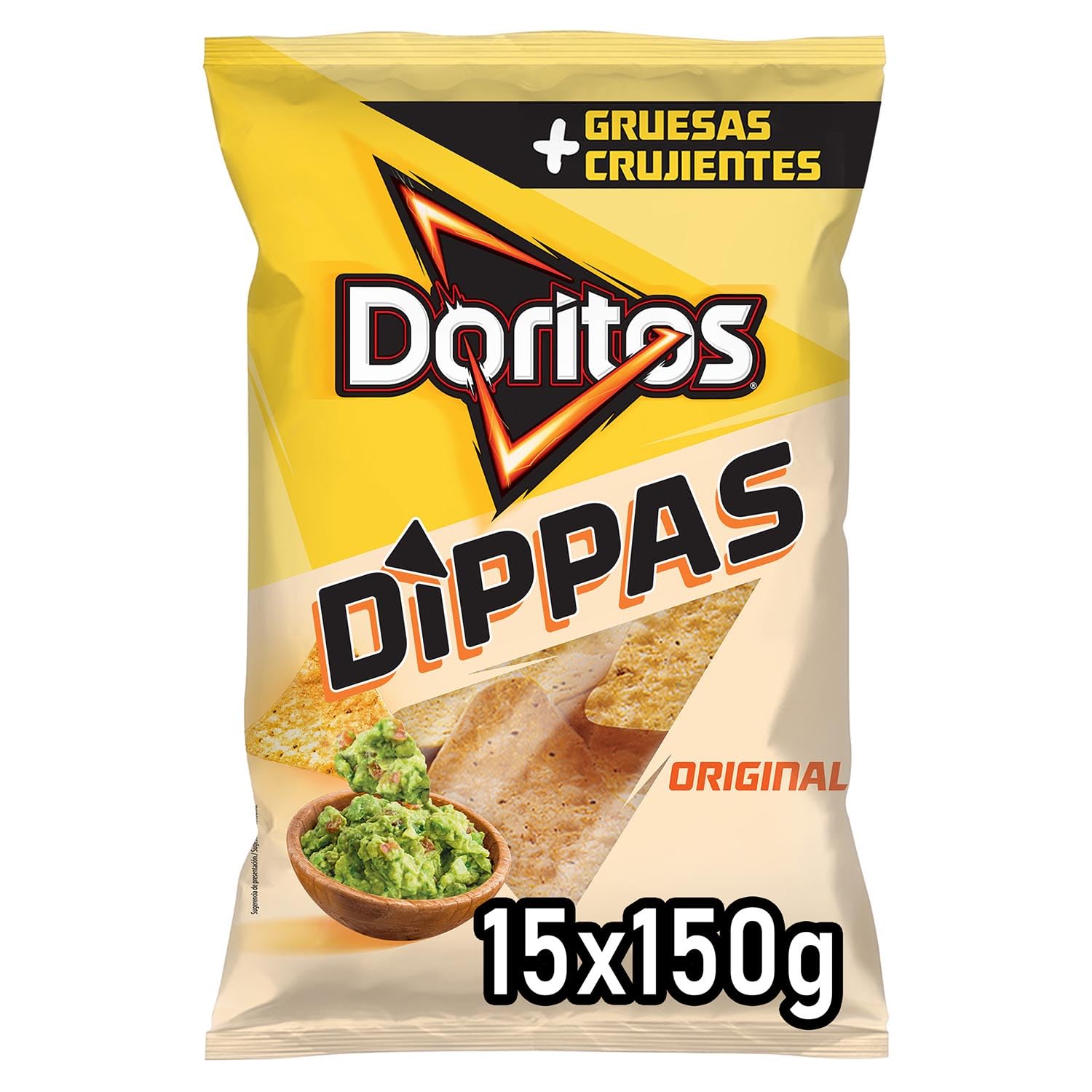 DORITOS Dippas Nachos de Maíz Sabor Original para Aperitivo y Dips, Bolsas Individuales de 150 g, Pack de 15