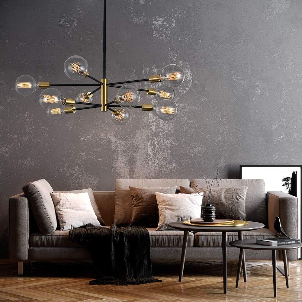 Home Decoration Ceiling -10 Bulb Chandelier Black Golden - Mixed Metal Light - Modern Chandelier - Hanging Lamp - Ceiling Lights - Chandelier Black Golden... 1