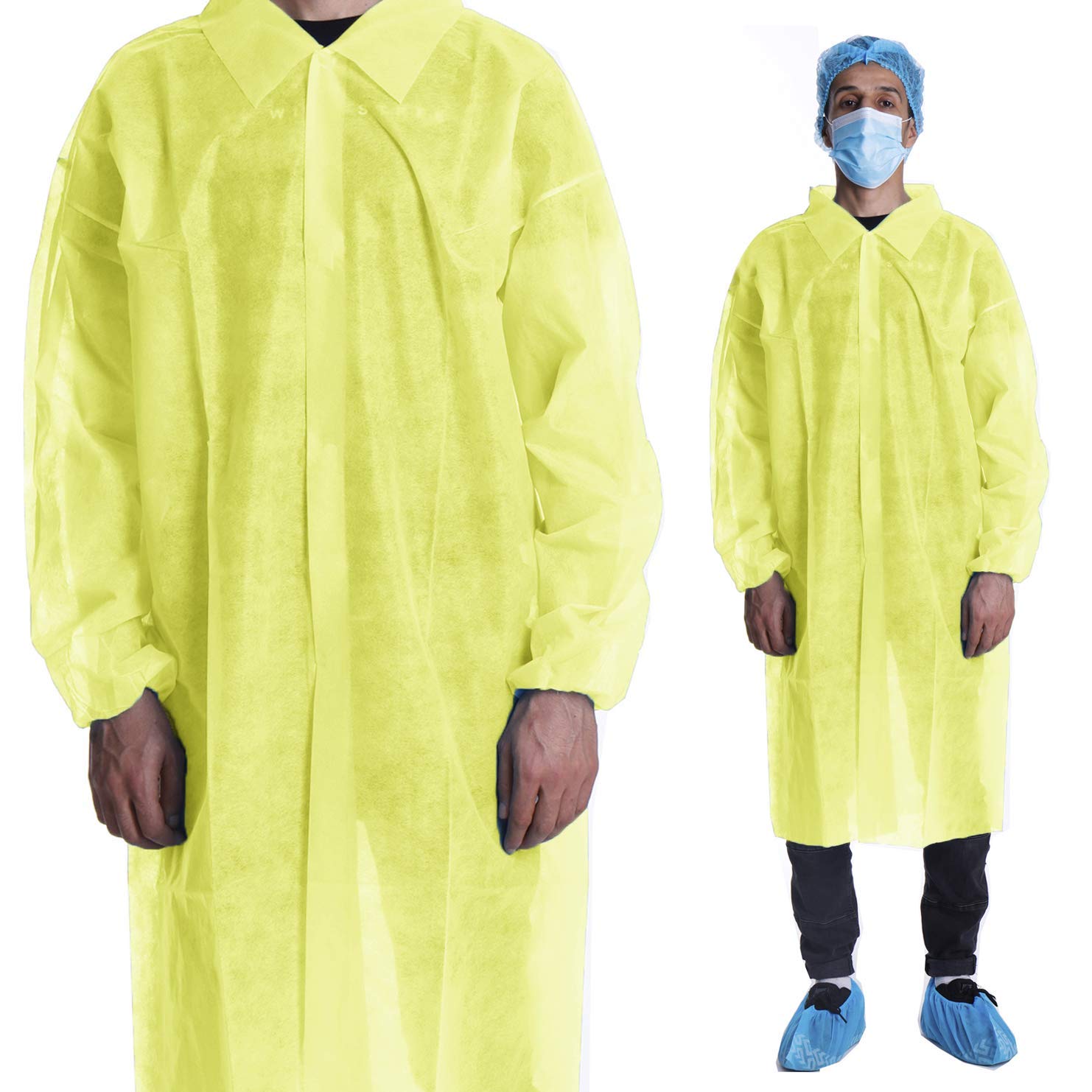 EZGOODZ Yellow Disposable Lab Coat 