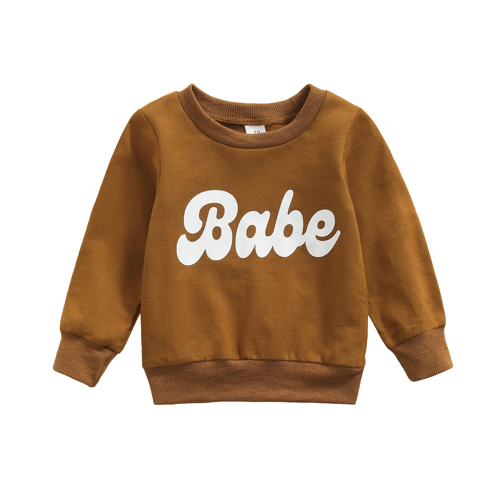 WALLARENEAR Little Baby Boys Girls Cotton Sweatshirt Crewneck Long Sleeve Pullover Tops Sweater Toddler Kids Fall Winter Clothes