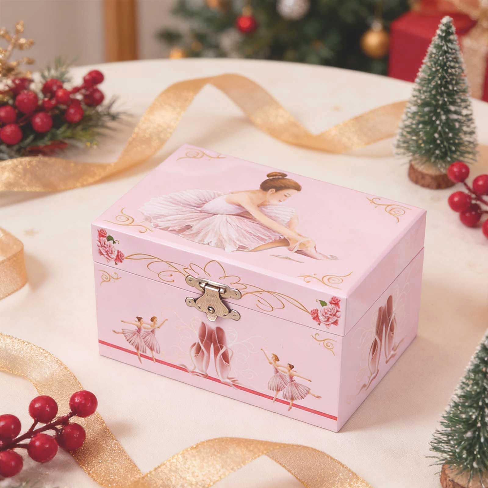 PACKOVE Caja de Música de Ballet para Niña Rosa de 5 Pulgadas con Bailarina Giratoria, Joyero Musical Infantil para Almacenamiento de Joyas, Decoración y Obsequio Adecuado para Niñas
