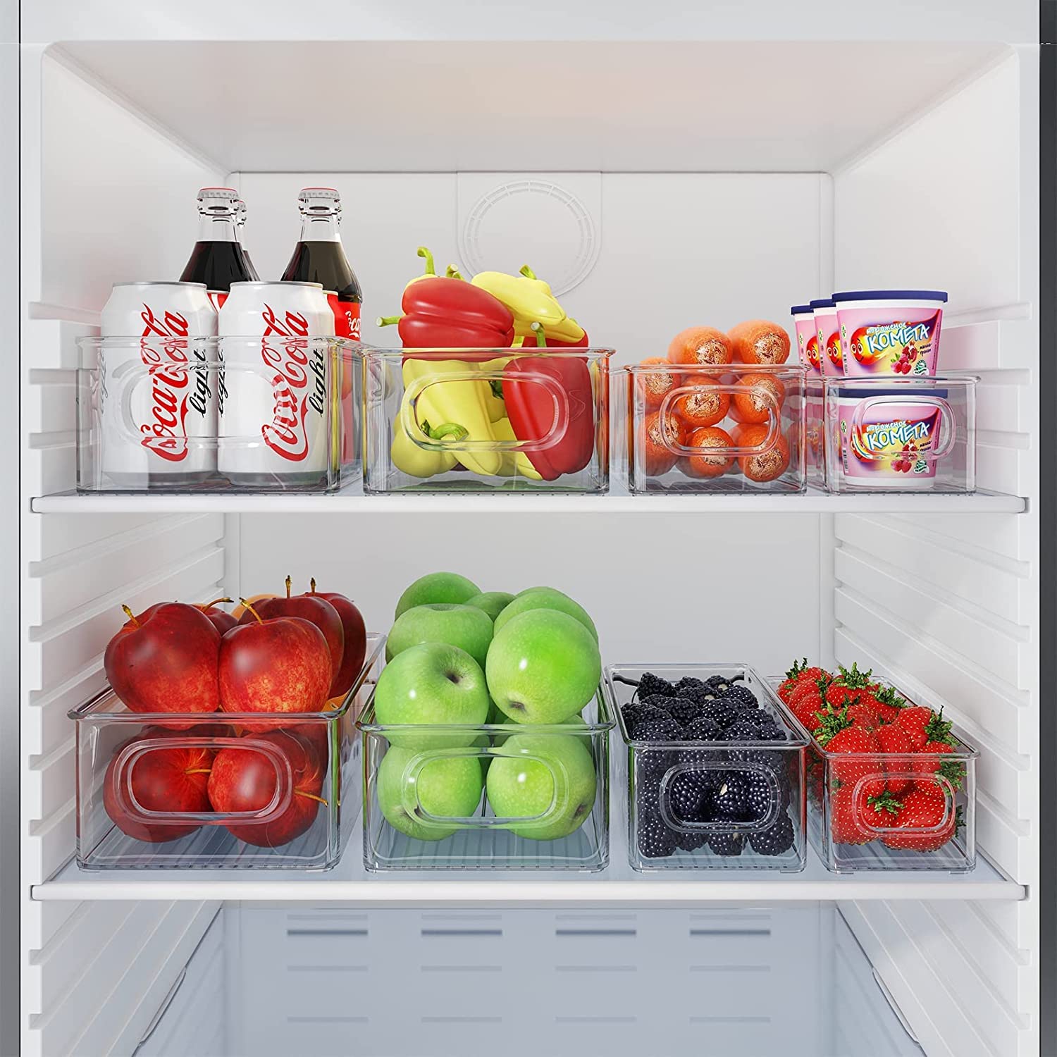 XUEHOU Organisateur De Réfrigérateur Transparent Empilable Avec Poignée - Rangement Cuisine Et Bureau Pratique