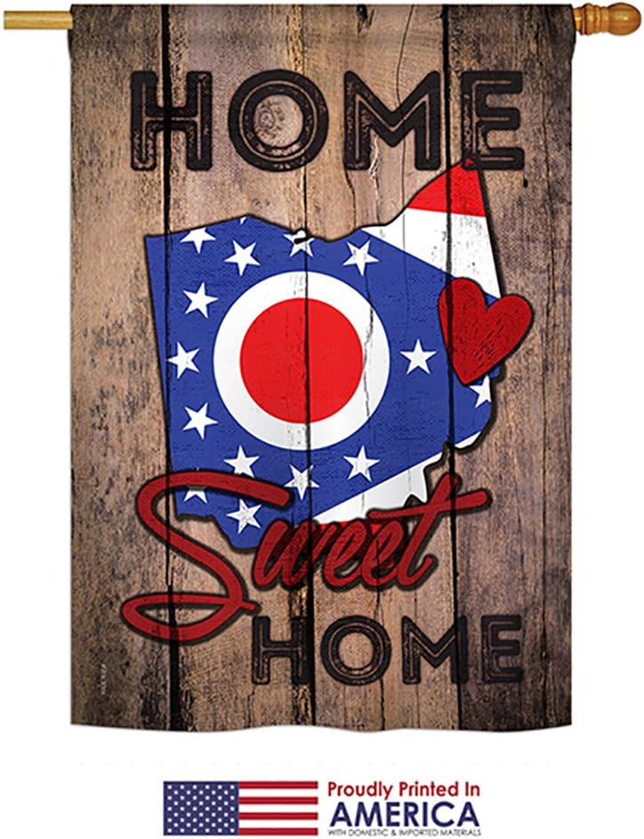State Ohio Home Sweet House Flag Americana States USA American Territories Republic Country Particular Area Small Decorative Gift Yard Banner Made In 28 X 40