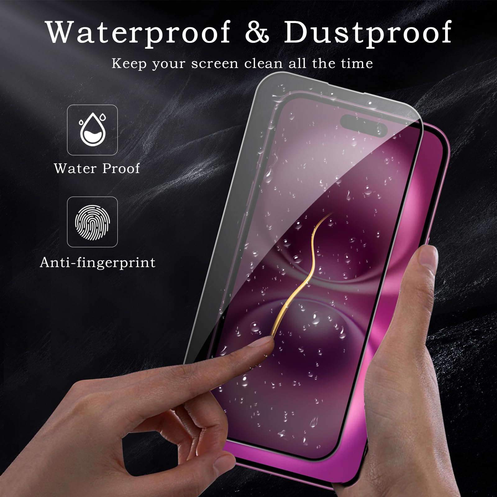 Pellicola protettiva per la privacy per iPhone 16 Plus, accessori in vetro temperato infrangibile, pellicola in vetro temperato anti spia, compatibile con custodie, ultra resistente, durezza 9H