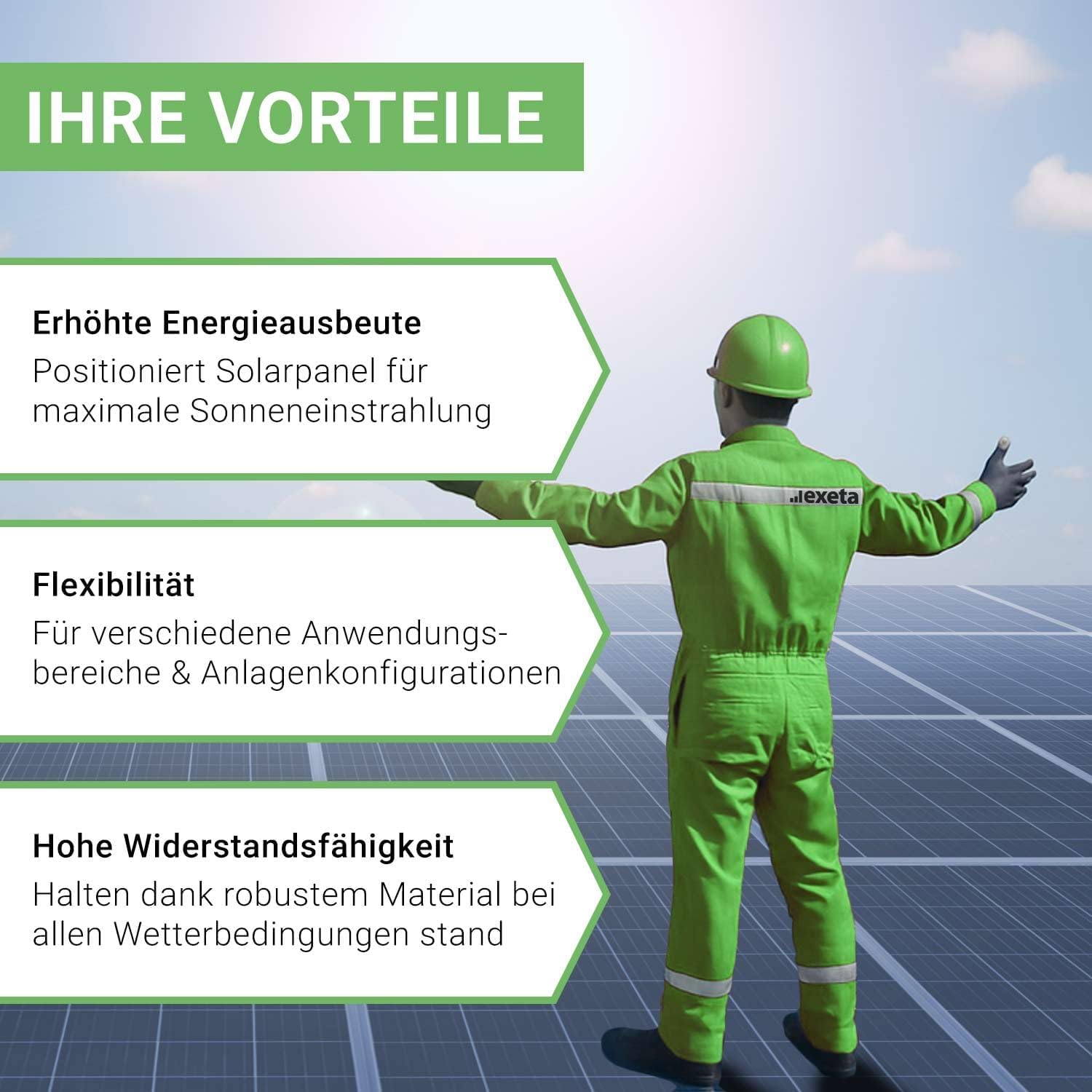 Solar Halterung Ziegeldach I Set für 2 PV Module 30-40mm I Solarmodul Halterung Balkonkraftwerk I Solarmodulbefestigungsset für Ziegeldächer aus Edelstahl 1.4301 I PV-Halterung Montageset