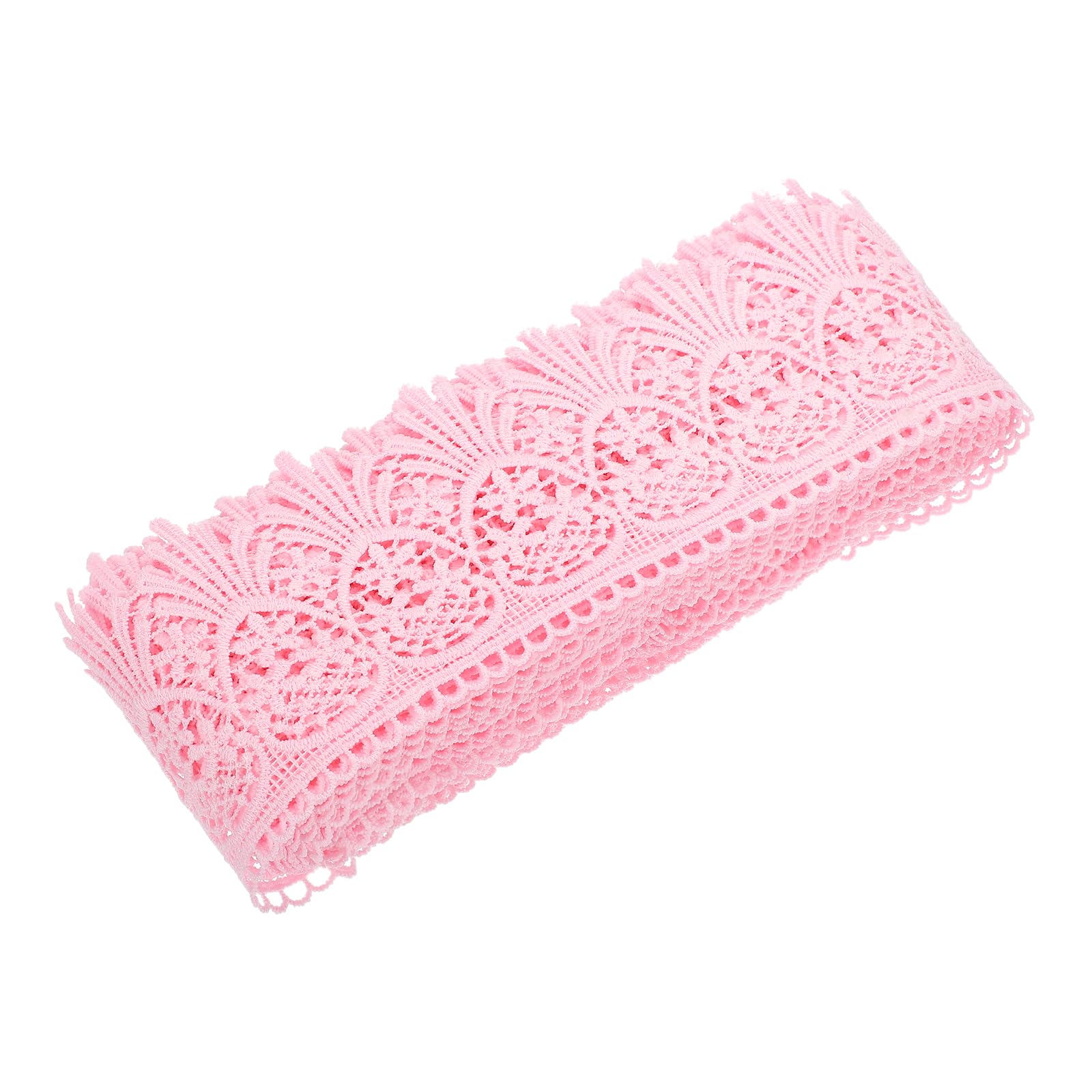 sourcing map Cotton Lace Trim Vintage Crochet 3inch x 9yard Light Pink Stretch Lace Edge Ribbon for DIY Scrapbooking Clothes Curtain Slipcover Fabric โ image 1