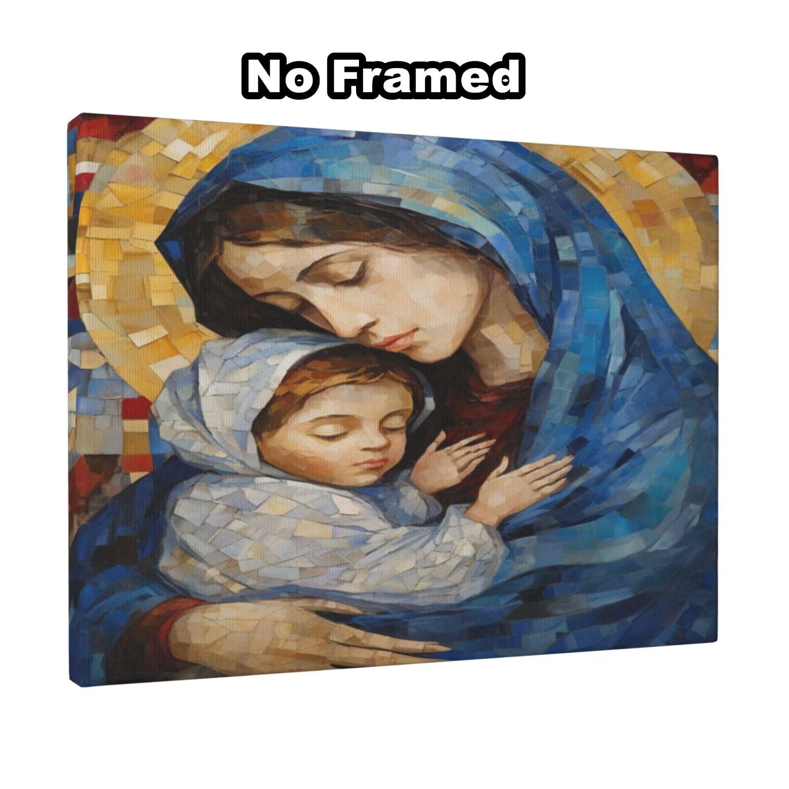 Kit per pittura con numeri per adulti, madre, pittura religiosa con numeri per principianti, pittura acrilica con 6 pennelli, pittura ad olio per decorazione da parete (95 x 70 cm, senza cornice) MK1