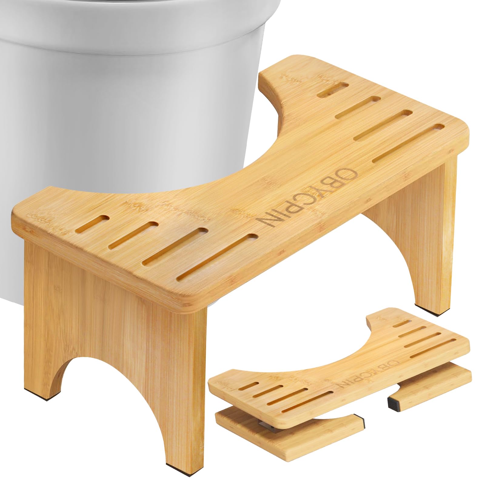 Tabouret de Toilette en Bambou Pliable Ergonomique - Marche Pied WC Stable Antidérapant Compact et Portable - Aide à Soulager la Constipation et Les Ballonnements - Adultes & Enfants