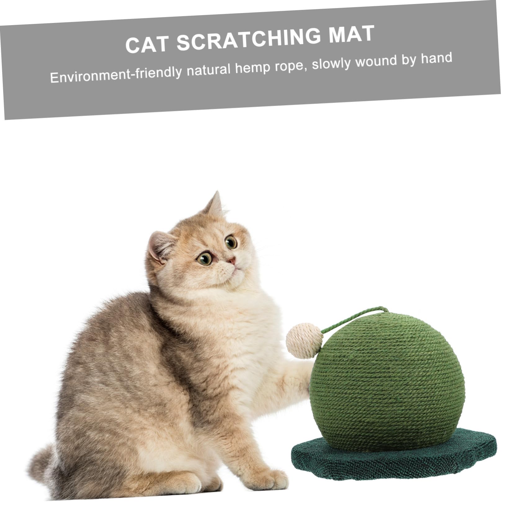 Griffoir pour Chat de Boule, Jouet Vert en Bois et Corde