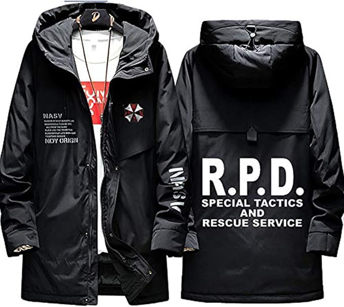 Men's Warm Winter Jacket Biohazard Umbrella Corporation Hooded Coat