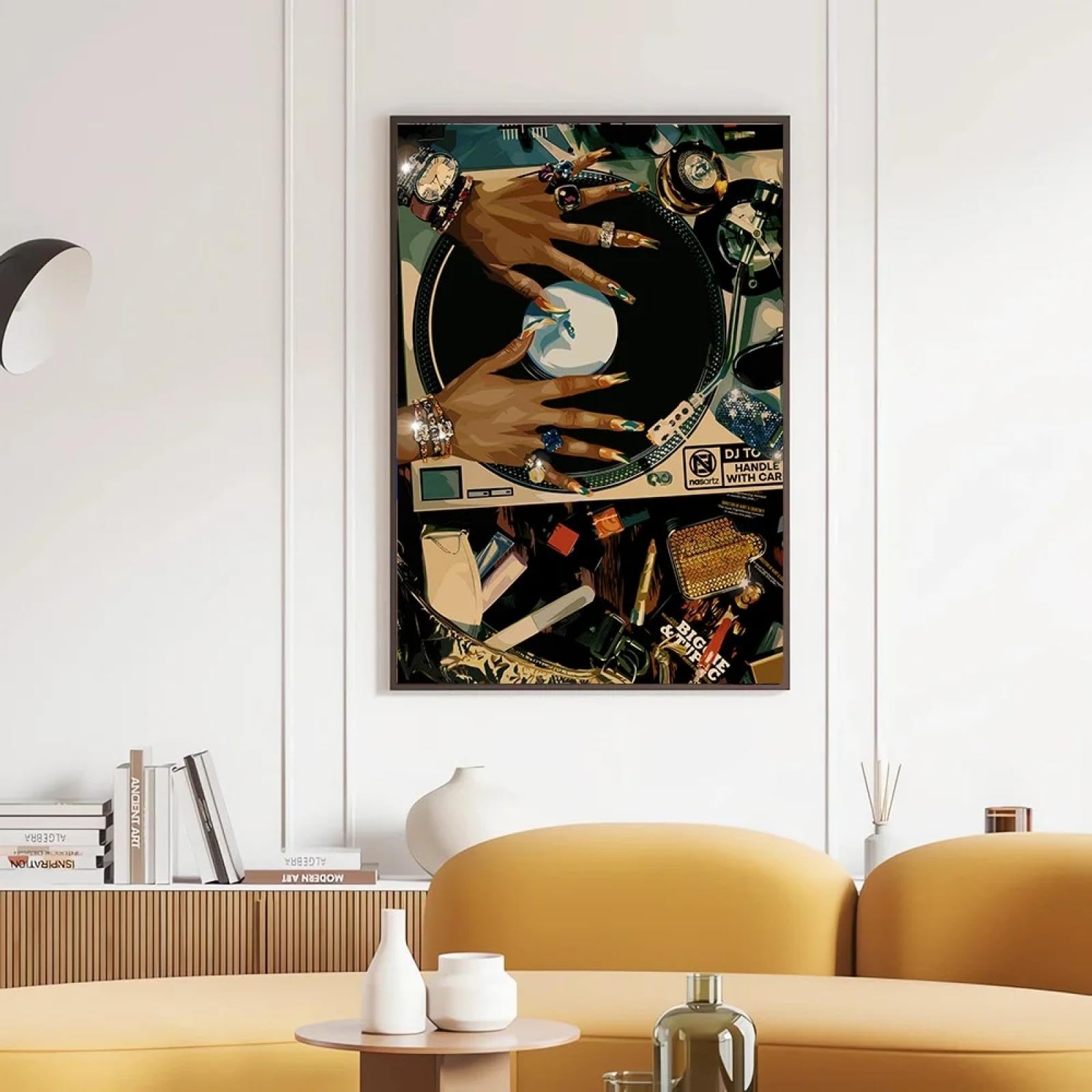 ZHAOLIN Sztuka Afryka czarna kobieta płyta winylowa muzyka modny plakat na płótnie Preppy Art Girly Funky obraz druk do dekoracji domu 60 x 90 cm (24 x 35 cali) x2 bez ramy