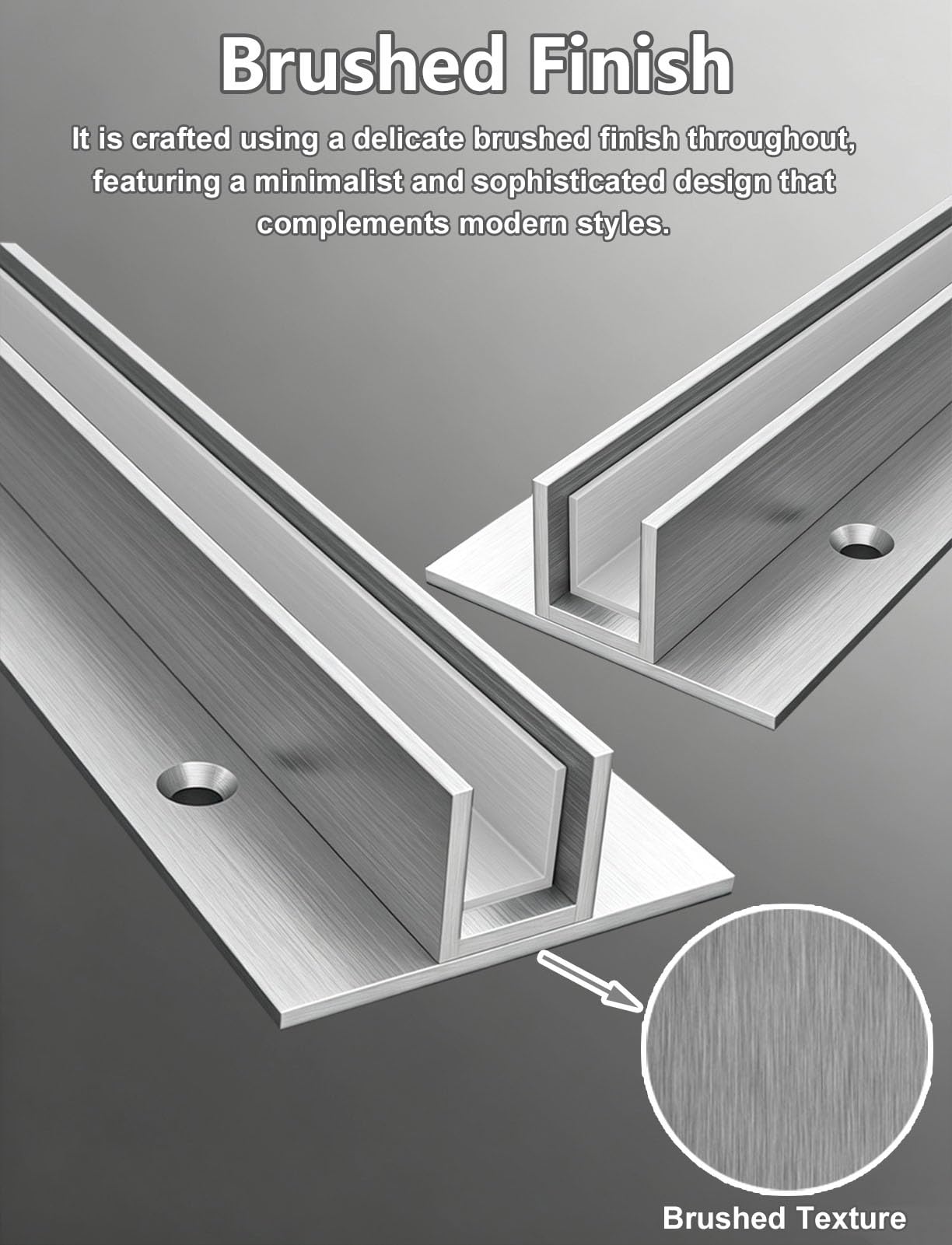 Perfil Aluminio Guía de Canal de Vidrio con Almohadilla de Silicona | Canaleta Metálica Resistente para Vidrio de Baño para Tabique Divisorio, Riel para Puerta De Ducha de 0,6 0,8 1 1,2 1,4 m