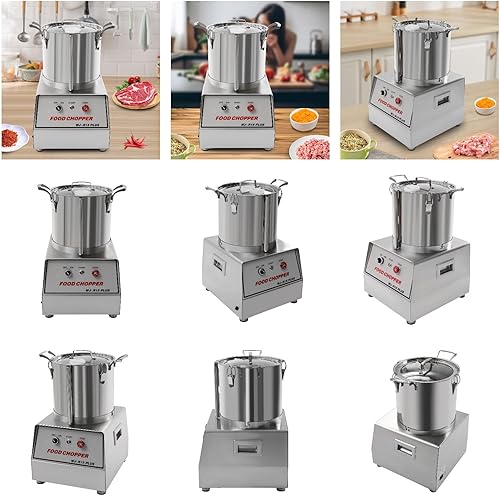 Miniatura 7 de Picador de alimentos, 15 L15.8 cuartos de galón, 110 V, 1400 W, 1400 rpm, procesador de alimentos de acero inoxidable, cortador de alimentos