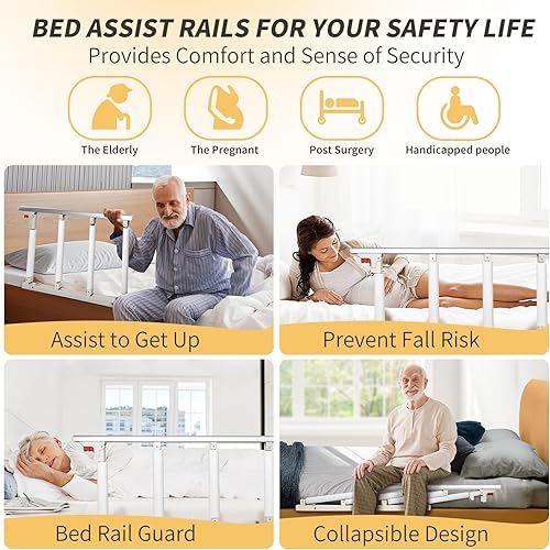 Miniatura 8 de Rieles de cama para adultos mayores, rieles plegables de asistencia de cama para personas mayores, asas de cama para ayudar a la cama, rieles de
