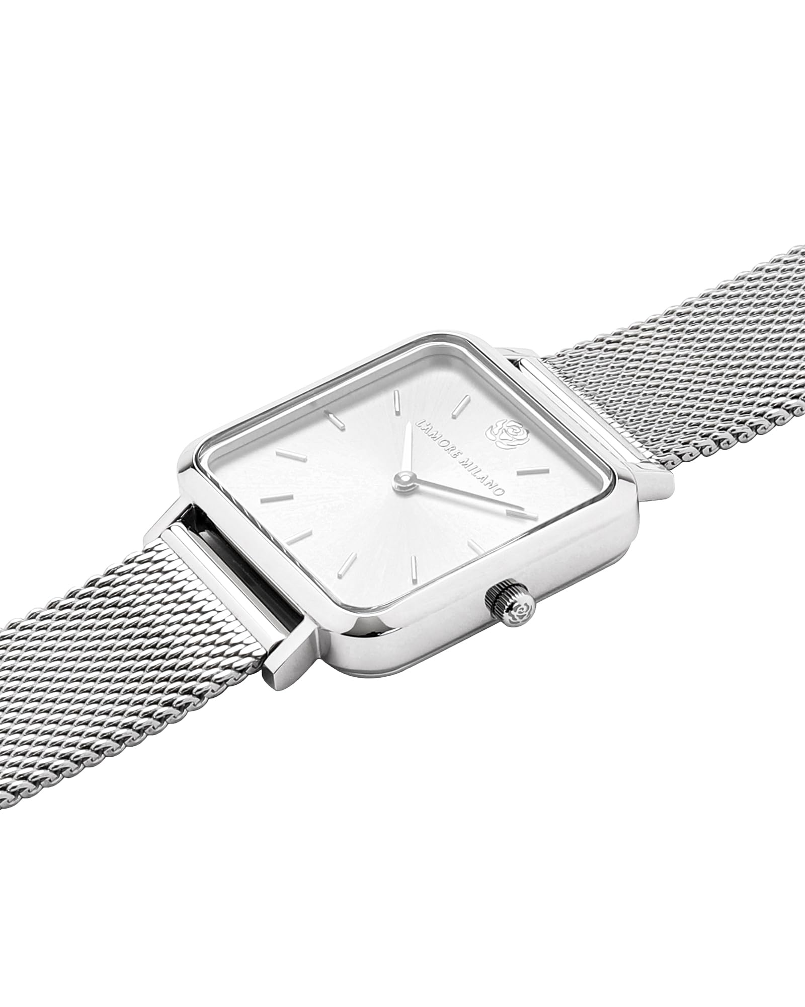 L'AMORE MILANO - Reloj Mujer Regalos Originales para Mujer - 28mm Relojes Mujer Cuadrado para Novias, Madres Oro, Rosa y Plata