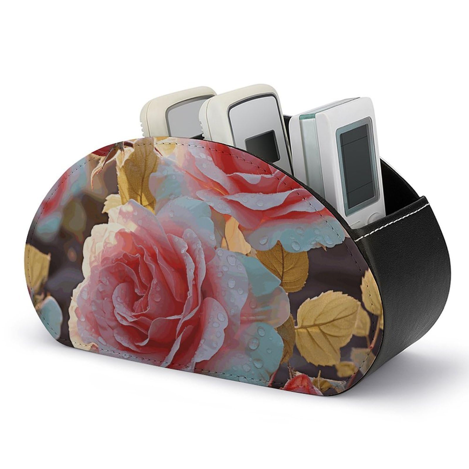 Support de télécommande Wildflower en cuir PU à 5 compartiments pour organiseur de média