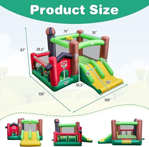Miniatura 5 de BOUNTECH Casa inflable de rebote para niños casa inflable para fiestas en interiores y exteriores diversión familiar con doble tobogán soplador de