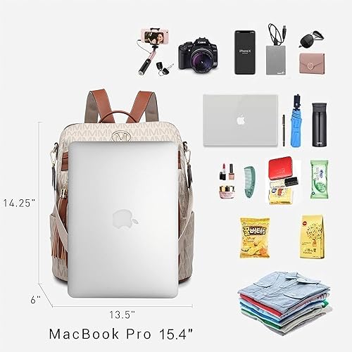 Miniatura 5 de Mochila de moda para mujer de piel sintética convertible grande mochila de viaje con borla de muñeca Beige 135L x 6W x 1425H Mochilas tipo mochila