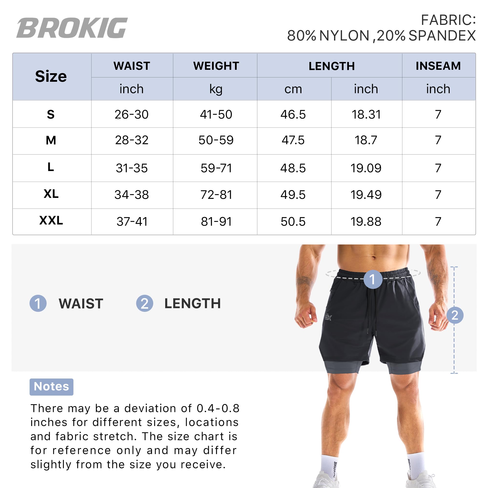BROKIG Pantalones cortos de gimnasio para hombre, ligeros, para correr, entrenamiento, tenis, ejercicio, con bolsillo con cremallera